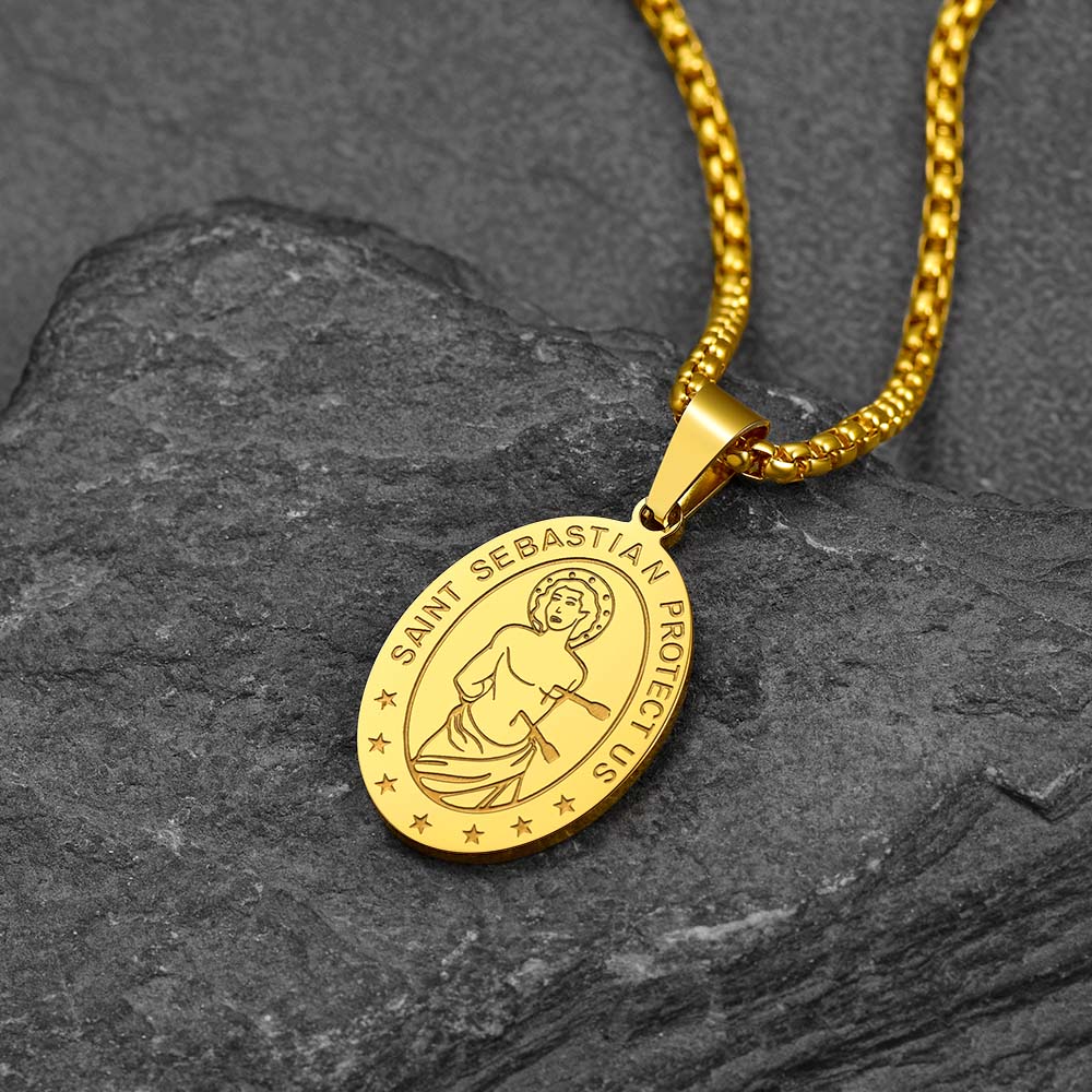 St Sebastian Basketball Medal Necklace for