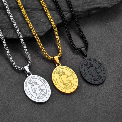 St Sebastian Basketball Medal Necklace for