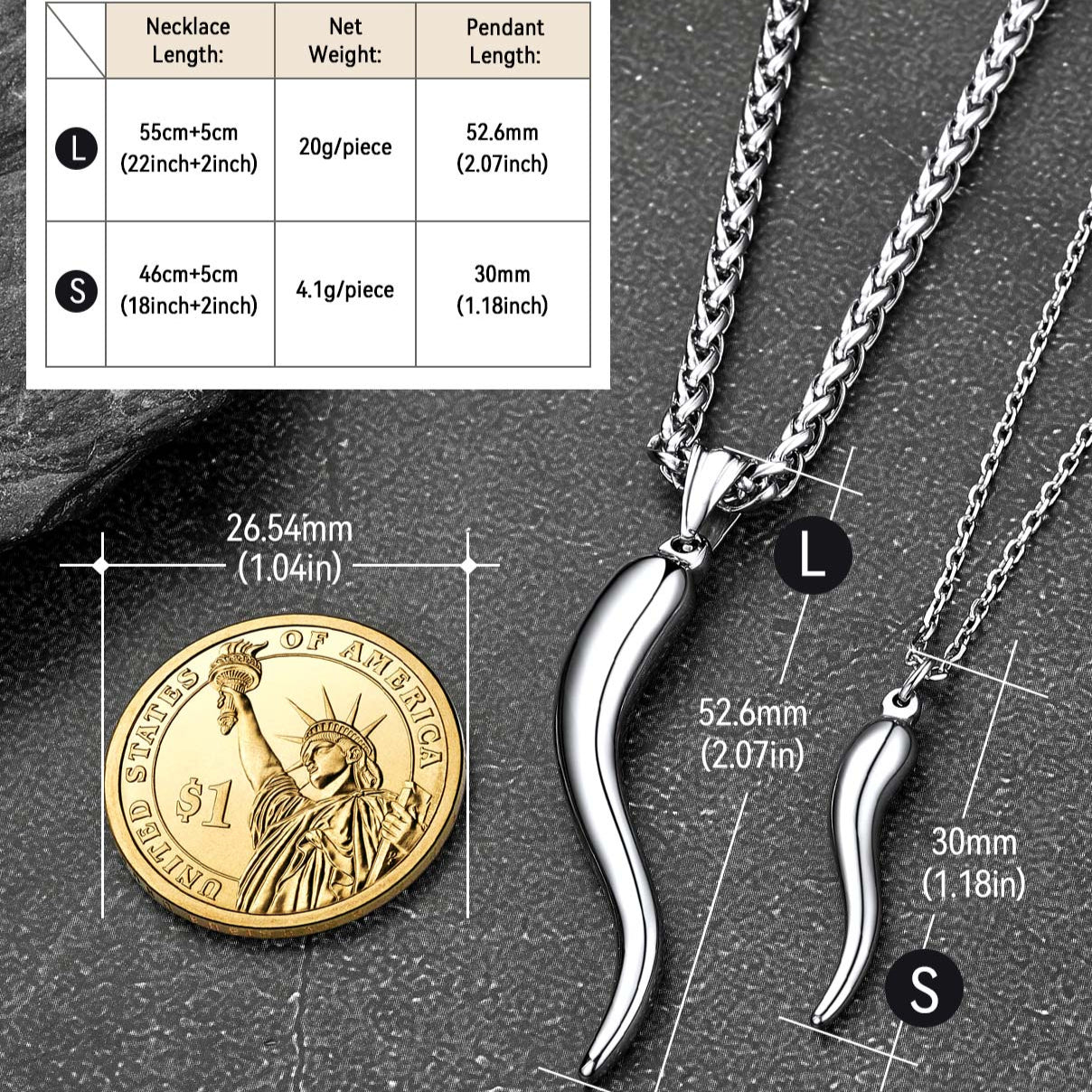 Cornicello Italian Horn Necklace Amulet Pendant