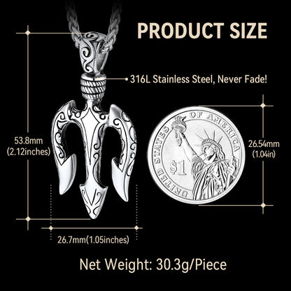 Poseidon Trident Necklace Ancient Greek Mythology Pendant
