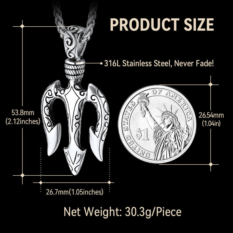 Poseidon Trident Necklace Ancient Greek Mythology Pendant