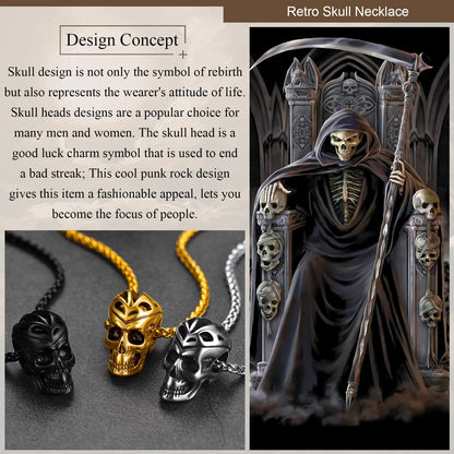 Flash Gothic Skull Necklace Pendant for