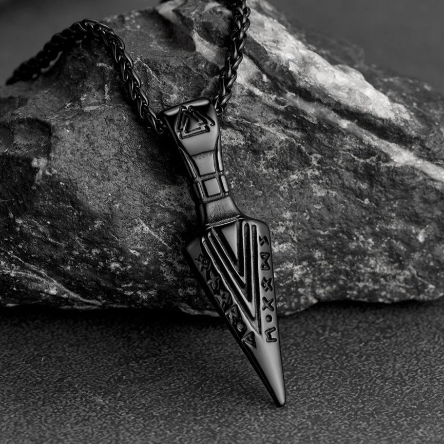Viking Odin Gungnir Sword Necklace With Runes for
