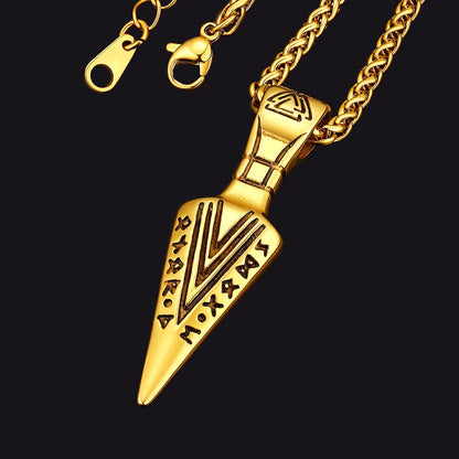 Viking Odin Gungnir Sword Necklace With Runes for