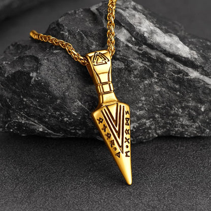Viking Odin Gungnir Sword Necklace With Runes for