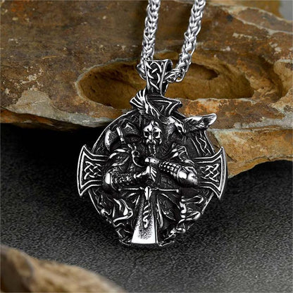 Norse Viking Odin Cross Pendant Necklace for