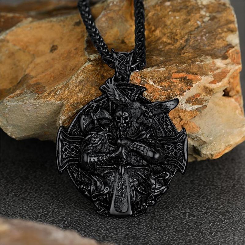 Norse Viking Odin Cross Pendant Necklace for