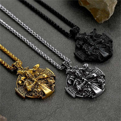 Norse Viking Odin Cross Pendant Necklace for