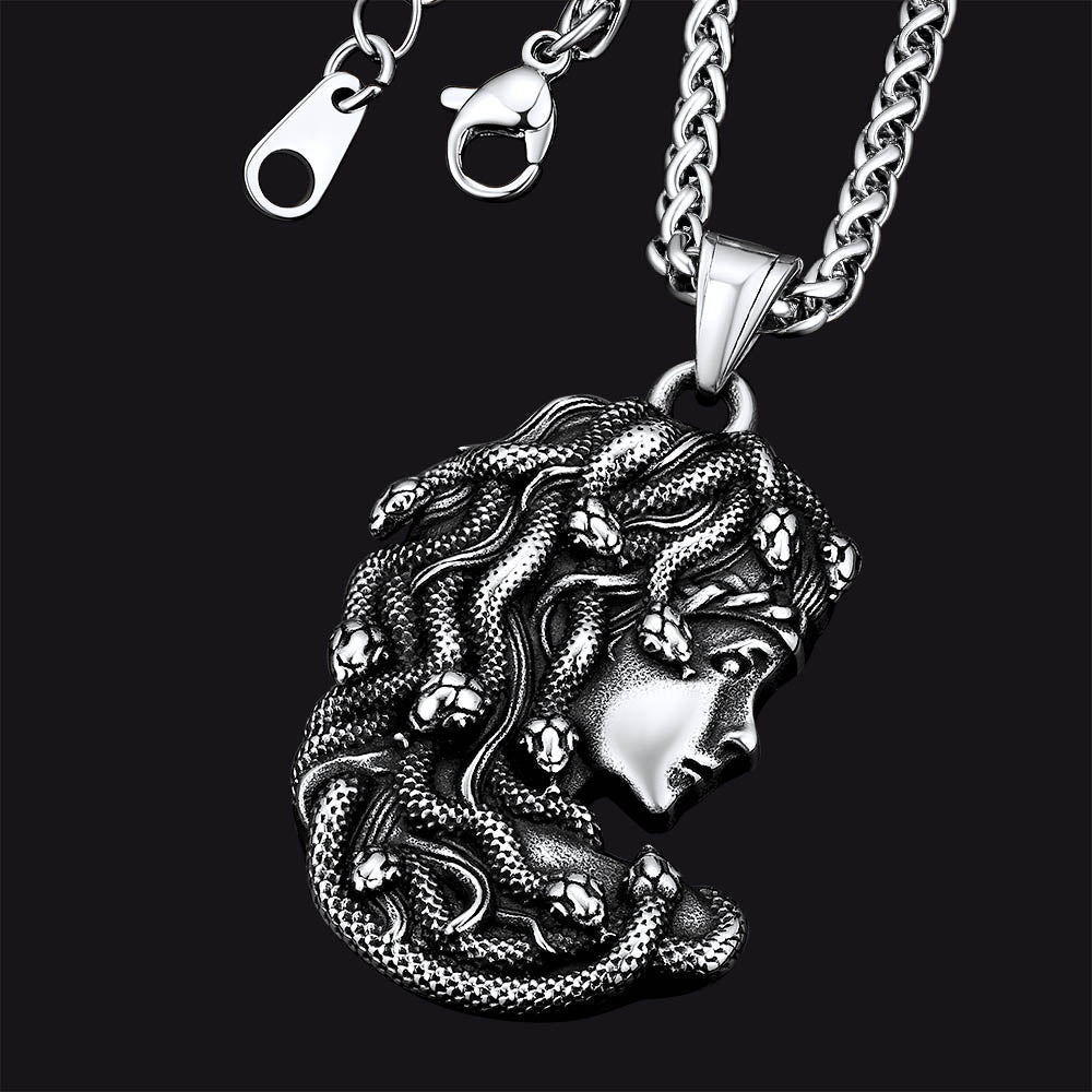 Greek Mythology Medusa Pendant Necklace Stainless Steel