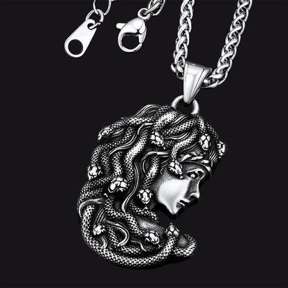 Greek Mythology Medusa Pendant Necklace Stainless Steel