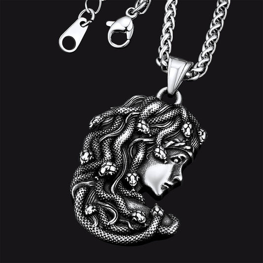 Greek Mythology Medusa Pendant Necklace Stainless Steel