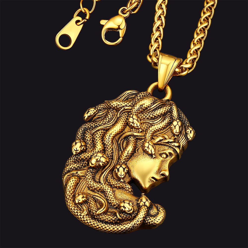Greek Mythology Medusa Pendant Necklace Stainless Steel