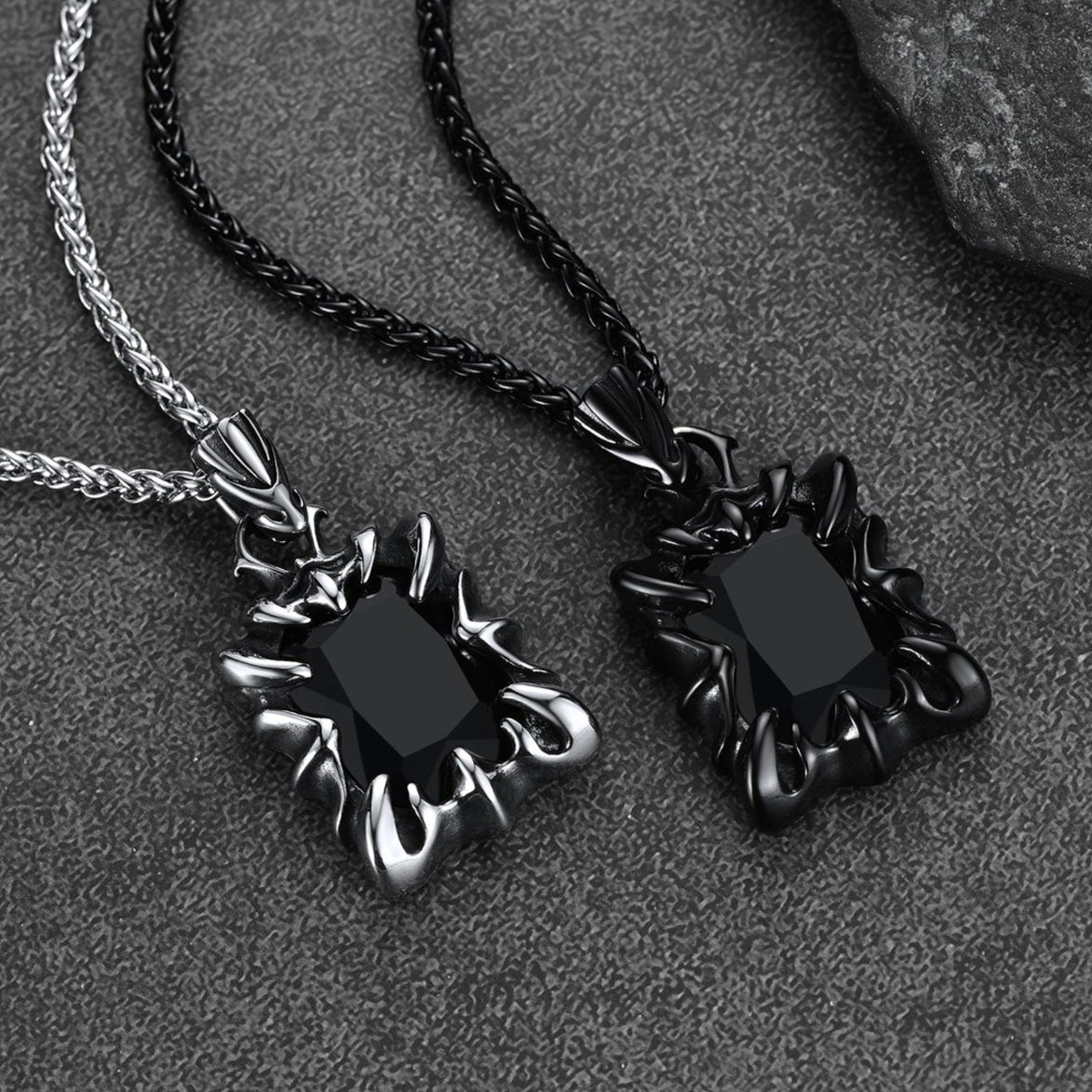 Gothic Crystal Ruby Dragon Claw Necklace for