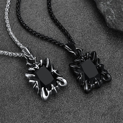 Gothic Crystal Ruby Dragon Claw Necklace for