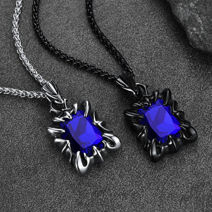 Gothic Crystal Ruby Dragon Claw Necklace for