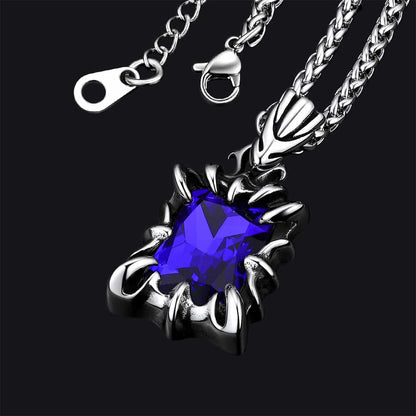 Gothic Crystal Ruby Dragon Claw Necklace for