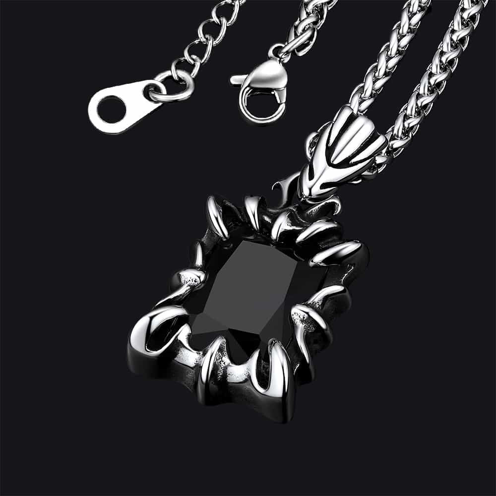 Gothic Crystal Ruby Dragon Claw Necklace for
