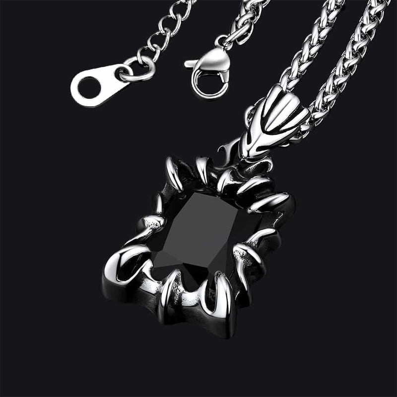 Gothic Crystal Ruby Dragon Claw Necklace for
