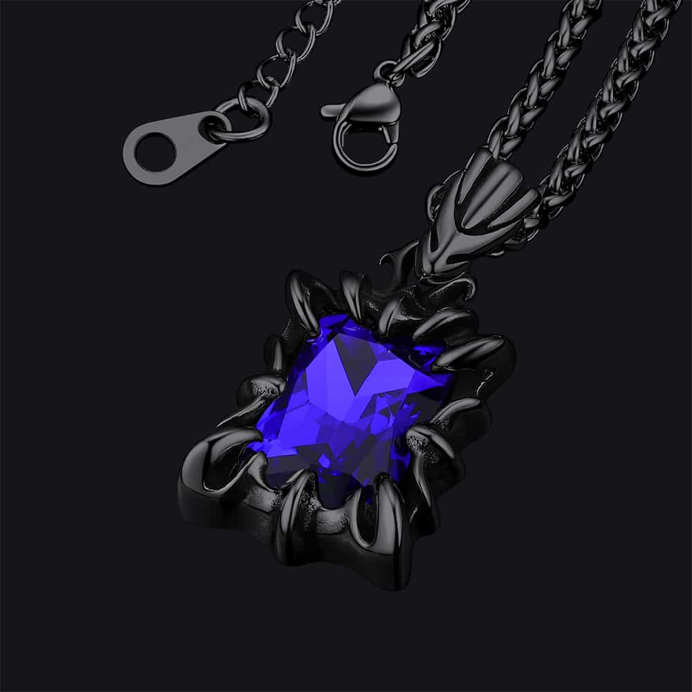Gothic Crystal Ruby Dragon Claw Necklace for
