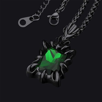 Gothic Crystal Ruby Dragon Claw Necklace for