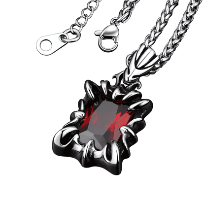 Gothic Crystal Ruby Dragon Claw Necklace for