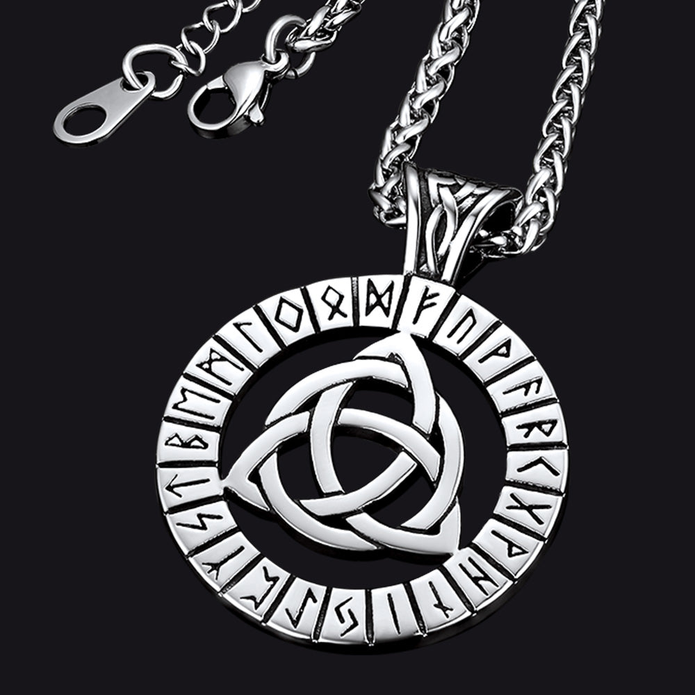 Celtic Knot Necklace With Viking Runes for
