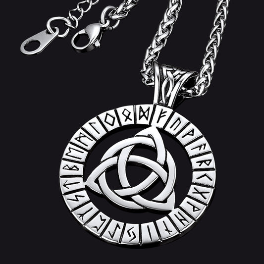 Celtic Knot Necklace With Viking Runes for