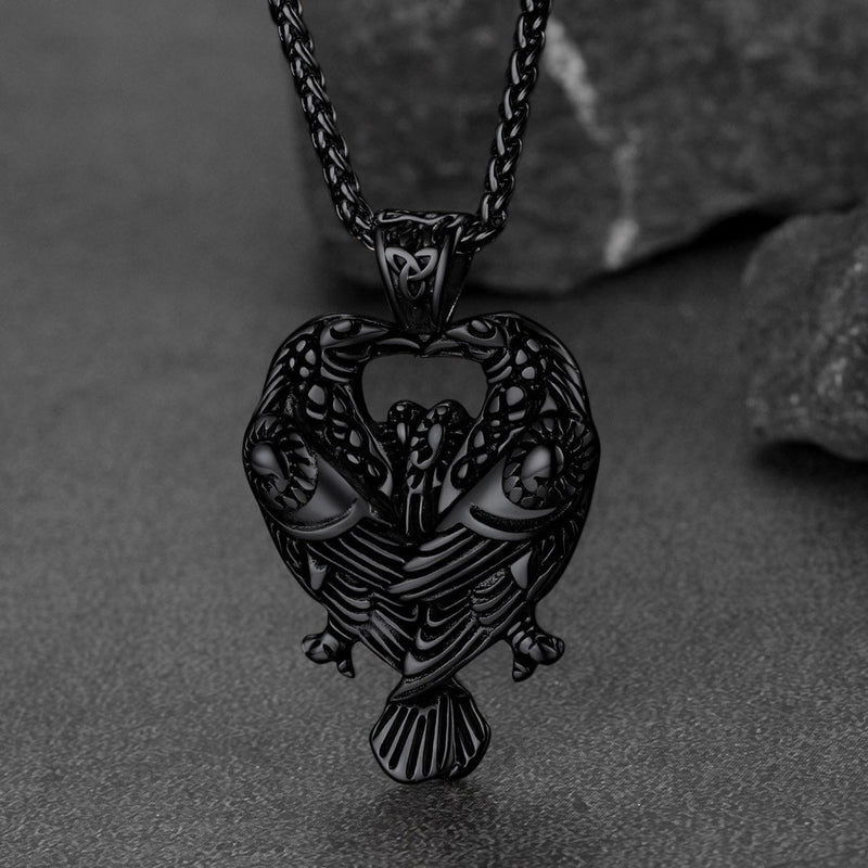 Viking Odin's Ravens Necklace Huginn and Muninn Pendant
