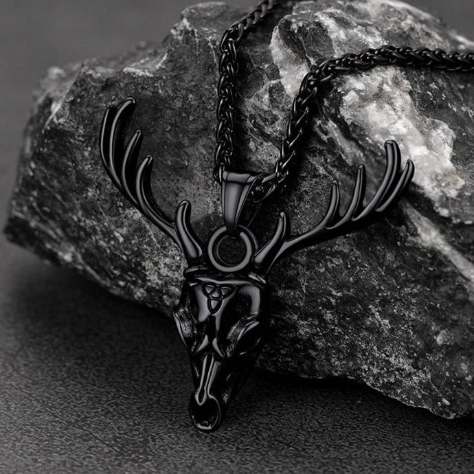 Viking Deer Necklace With Celtic Knot Christmas Gift for
