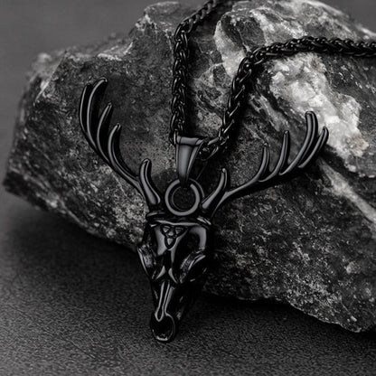 Viking Deer Necklace With Celtic Knot Christmas Gift for