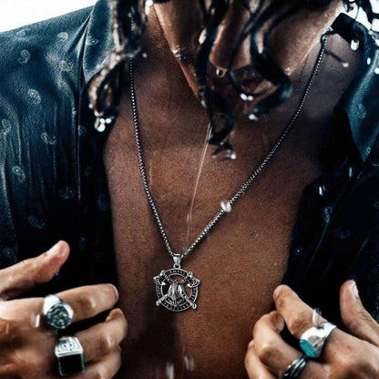Flash Viking Axe Helmet Pendant Necklace for With Runes