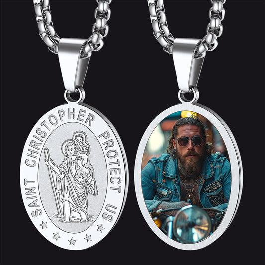 Personalized Saint Christopher Picture Necklace for