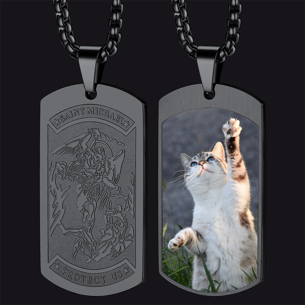 Customized Saint Michael Dog Tag Necklace With Picture