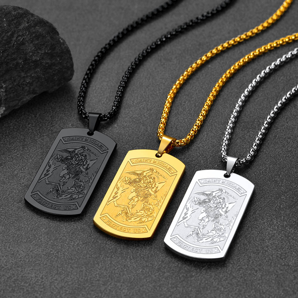 Customized Saint Michael Dog Tag Necklace With Picture