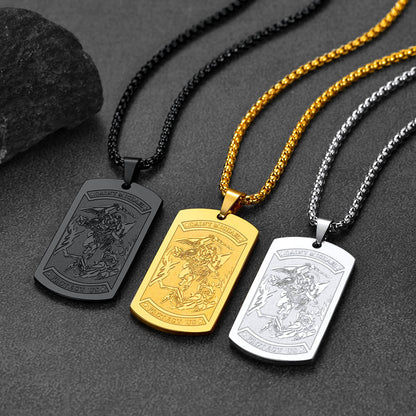 Customized Saint Michael Dog Tag Necklace With Picture