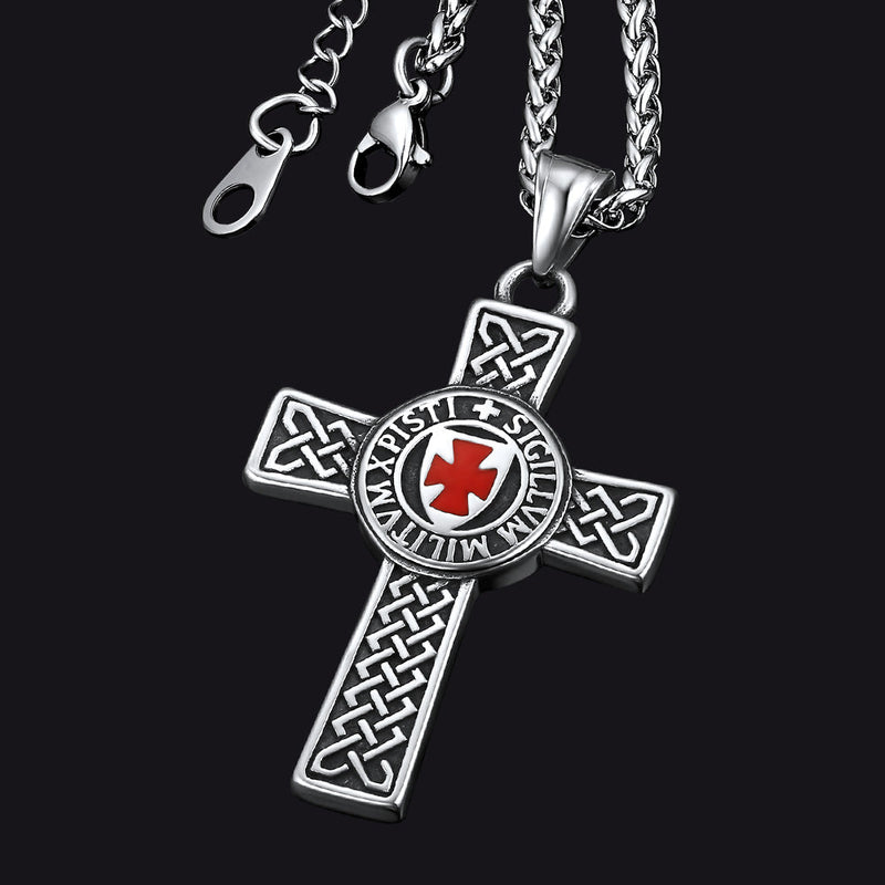 Knights Templar Celtic Cross Pendant Necklace for