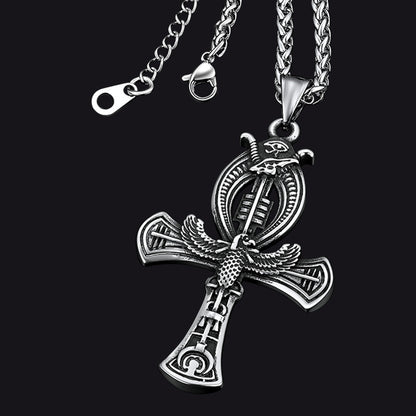 Flash Egyptian Ankh Cross Necklace With Eagle for