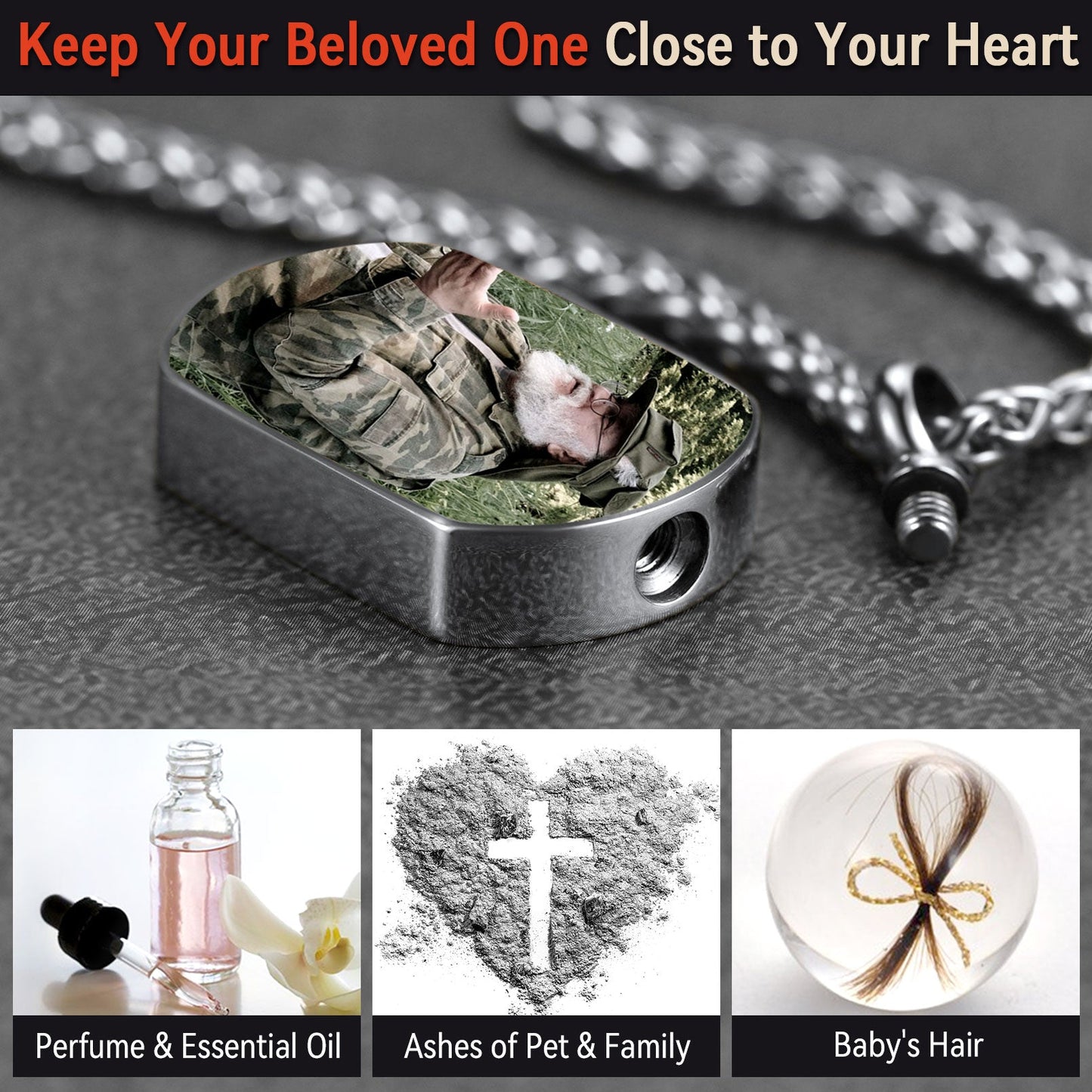 Customized Cremation Picture Urn Pet Ashed Dog Tag Necklace for Dog