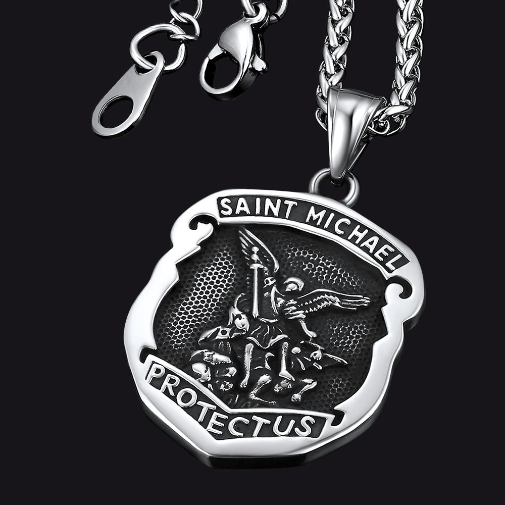 Oval Archangel Saint Michael Necklace Medal
