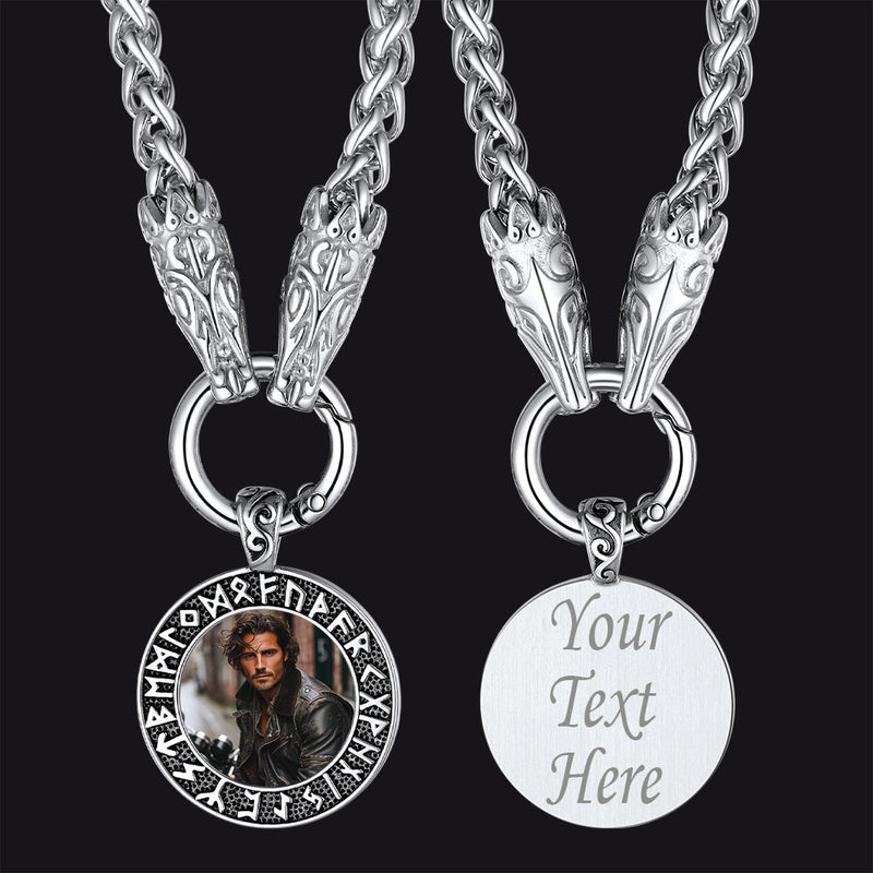 Personalized Viking Picture Necklace With Wolf King Chain