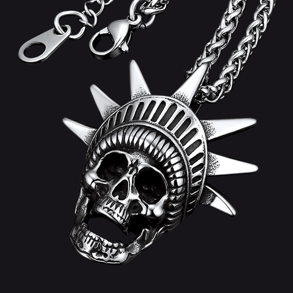 Flash Gothic Statue of Liberty Skull Necklace for
