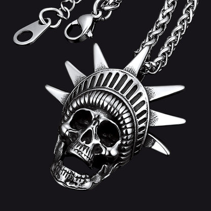 Flash Gothic Statue of Liberty Skull Necklace for