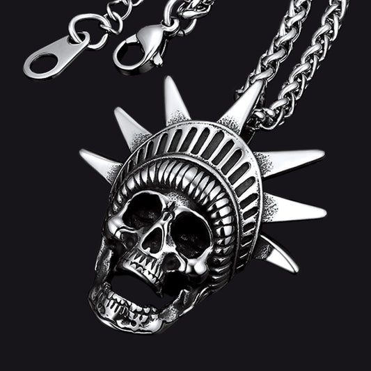 Flash Gothic Statue of Liberty Skull Necklace for