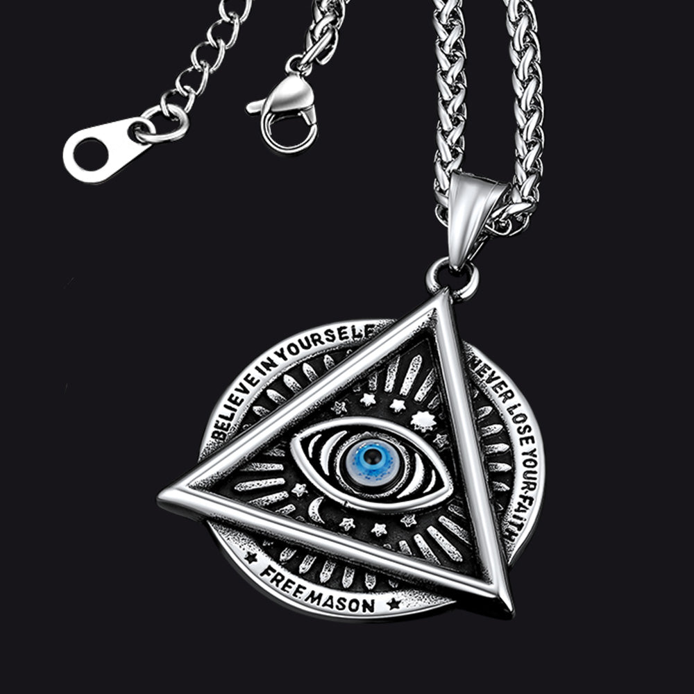 Masonic Triangle All Seeing Eye Necklace for