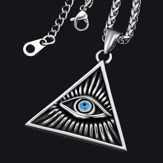 Triangle All Seeing Third Eye Pendant Necklace for