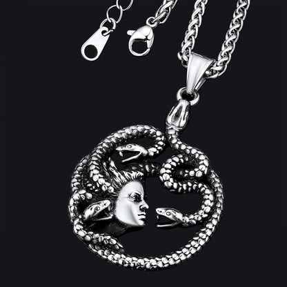 Mythology Medusa Gorgon Necklace Stainless Steel