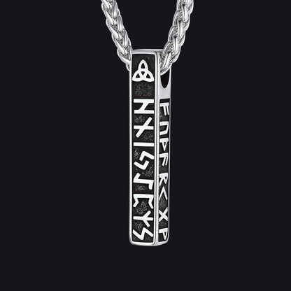 Engraved Viking Runes Bar Necklace Pendant Jewelry for