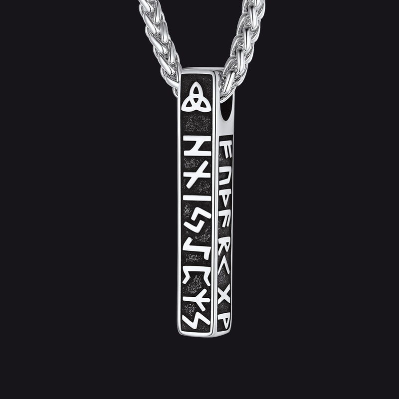 Engraved Viking Runes Bar Necklace Pendant Jewelry for