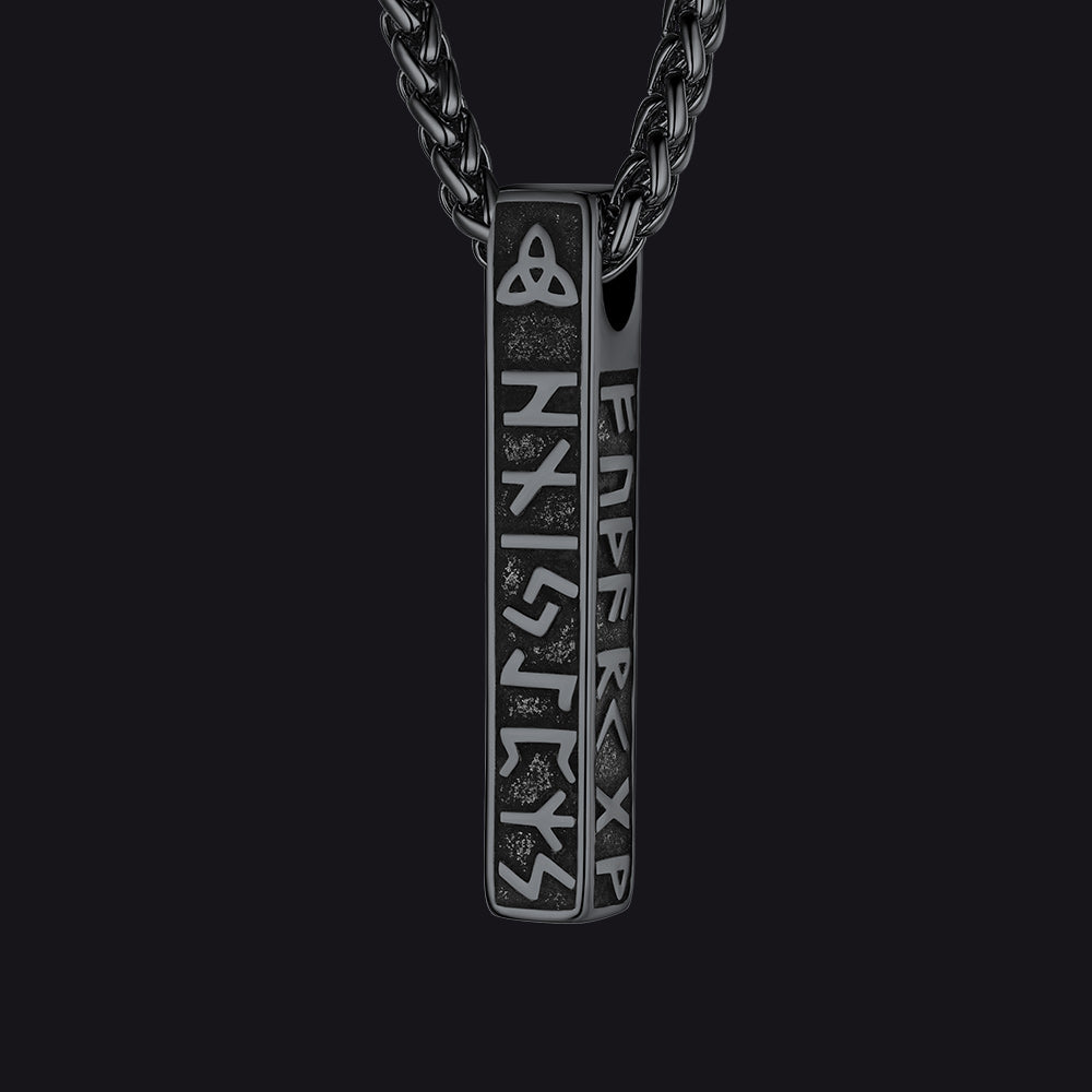Engraved Viking Runes Bar Necklace Pendant Jewelry for