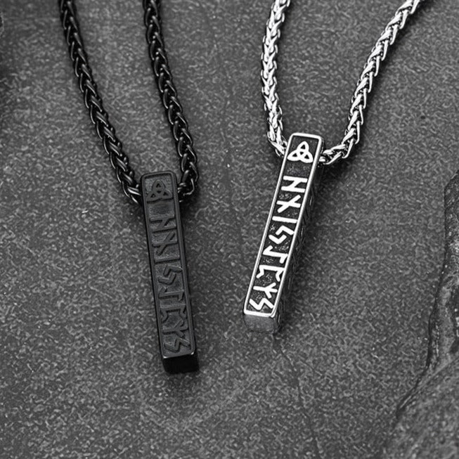 Cuban Chain & Viking Runes Bar Layered Necklaces Set for